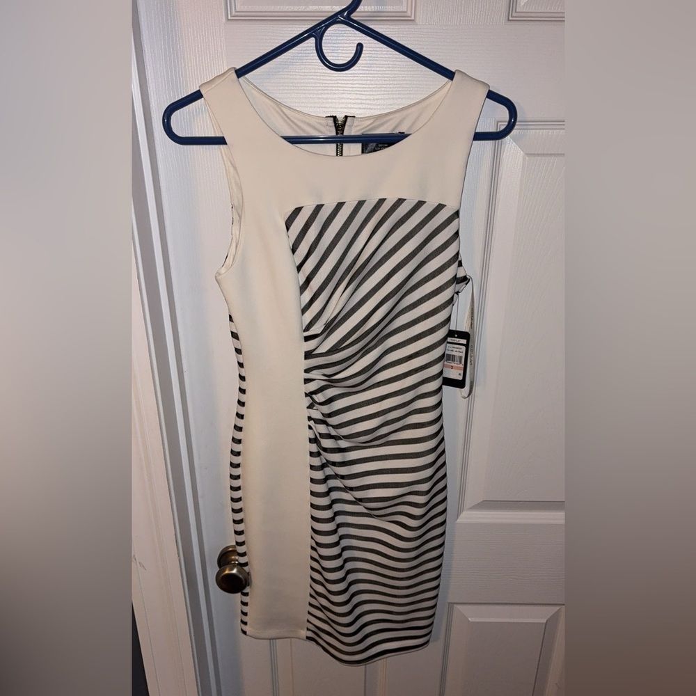GUESS Elegant Striped Black and White Dress